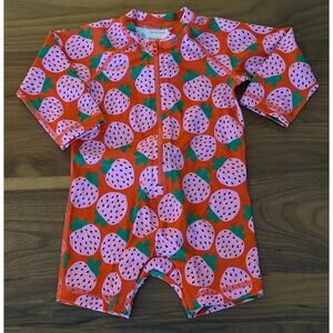 Hanna Andersson Baby Rash Guard Super Strawberries One Piece Swimsuit 6-12M